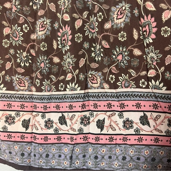Natural Life Mini Dress Tunic Floral Brown Pink Boho Size Medium - Picture 6 of 10
